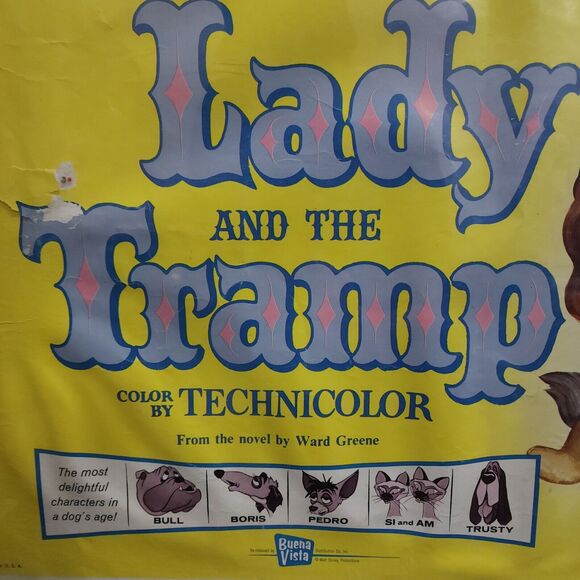 Vintage Disney's Lady and the Tramp Half Sheet Movie Poster 22" x 28" R62/328 - Picture 5 of 15